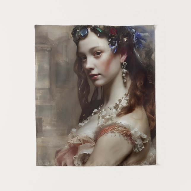 Tapiz La princesa renacentista AI generó arte de fantasí (Anverso)