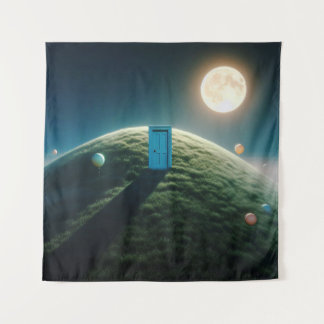Tapiz La puerta bajo la luna - Surreal Dreamcore Art