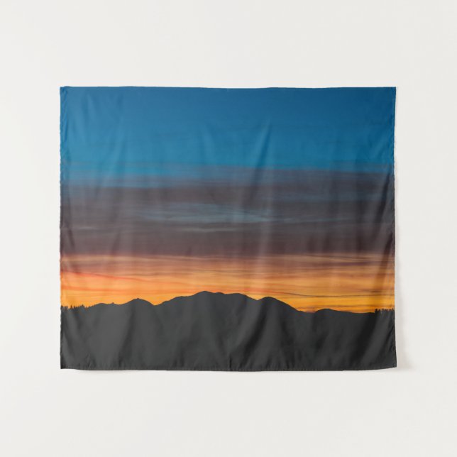 Tapiz La puesta de sol ardiente sobre la silueta paisají (Anverso (horizontal))