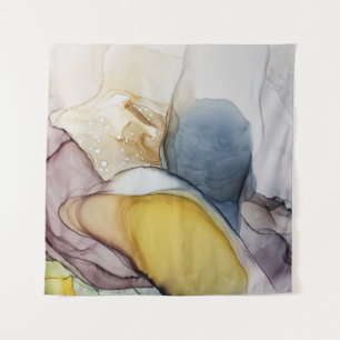 Tapiz La tinta de alcohol gira, el tinte amarillo, abstr