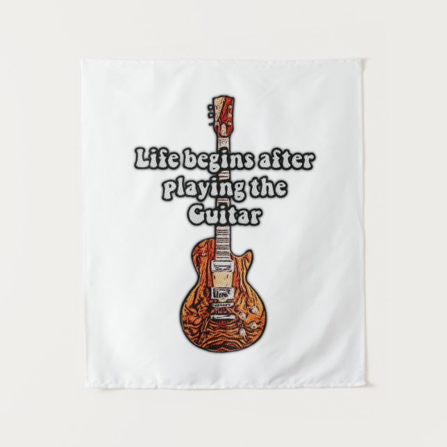Tapiz La vida comienza después de tocar la guitarra. col (Anverso)