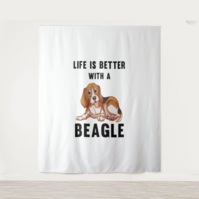 Tapiz La vida es mejor con un Beagle (Anverso)