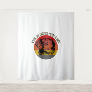 Tapiz La vida es mejor con un perro, de estilo vintage