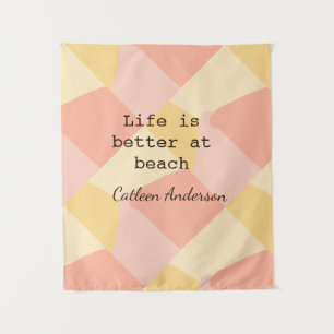 Tapiz La vida es mejor en la playa amarillo naranja boho