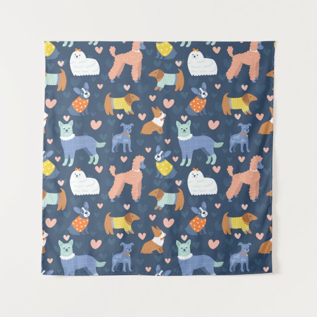 Tapiz La web de arañas de Halloween: Patrón sin foco (Anverso)