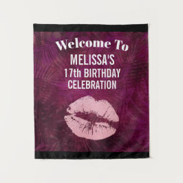Tapiz Labios Brillantes Rosados Sexys Cumpleaños Glamuro