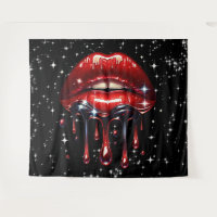 Labios Rojos Goteando Brillo Glamour Destello