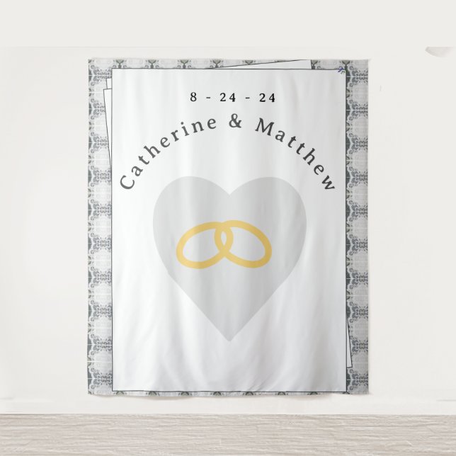 Tapiz Lace blanco y Rosa deja Boda (Anverso)