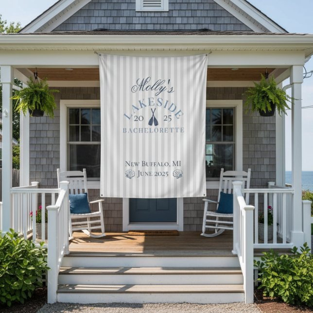 Tapiz Lago Bachelorette Fin de Semana Itinerario Náutico (Kick back at the lake with this coastal Lake Bachelorette Weekend Blue Nautical Tapestry sign!)