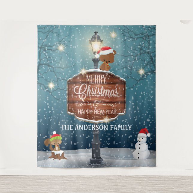 Tapiz Lámpara de campo de Woodland posteó lindos animale (Anverso)