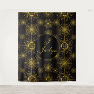 Tapiz Las estrellas solares celestes del Boho son negras