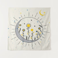 Las flores planean el sol y el arte gráfico lunar