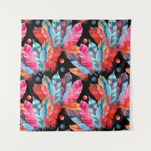 Tapiz Las plumas coloridas, boho, sin costuras, vibrante