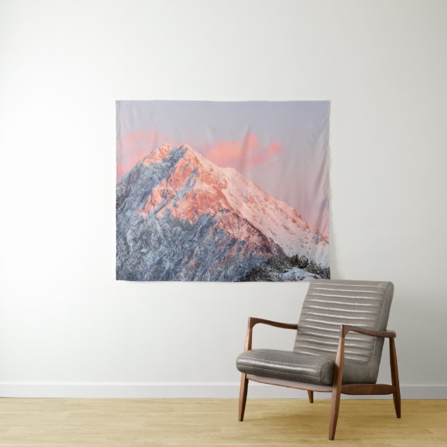 Tapiz Last sun light on mountain Storžič, Slovenia (In situ (horizontal))