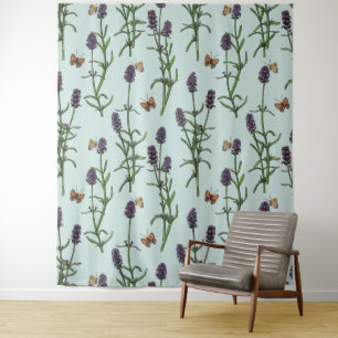 Tapiz Lavanda y mariposas en vidrio marino