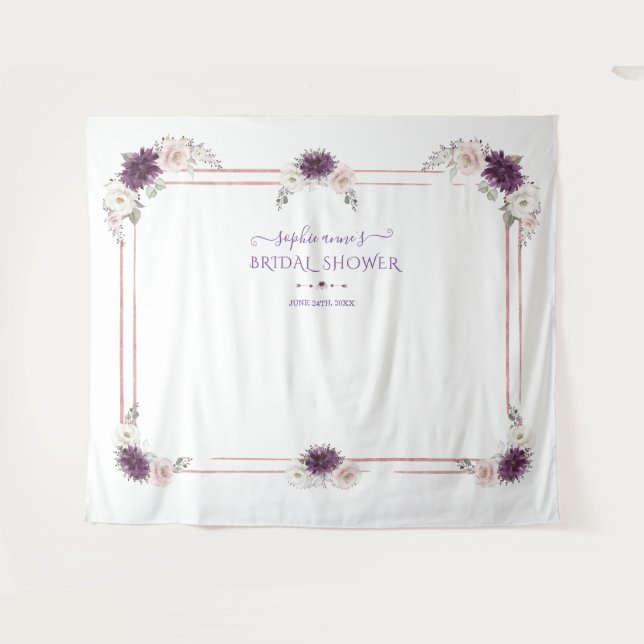 Tapiz Lavender Boda Floral Blanco Rosa (Anverso (horizontal))