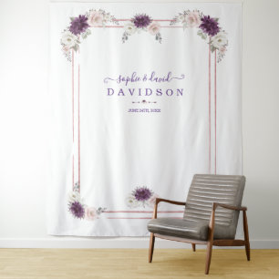 Tapiz Lavender Rubor Floral Boda Gold Photo Booth