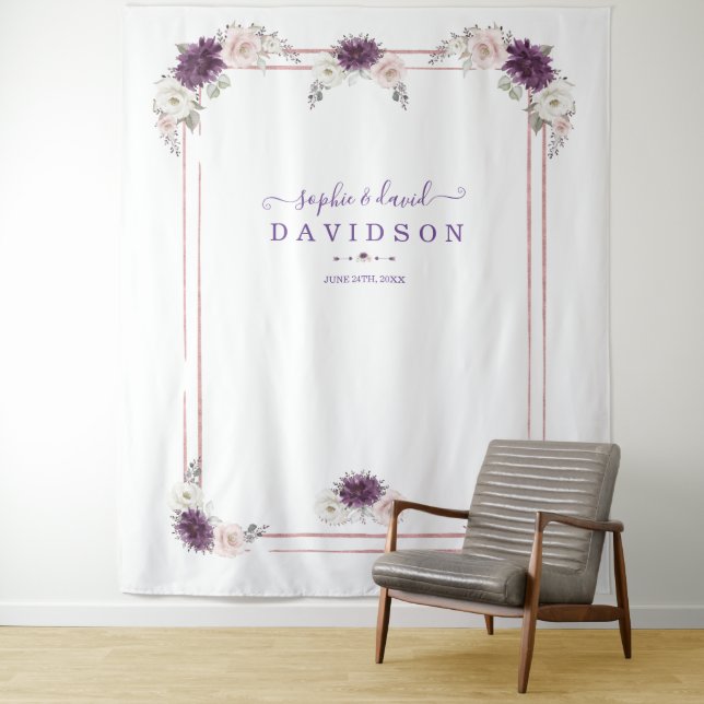 Tapiz Lavender Rubor Floral Boda Gold Photo Booth (In situ)