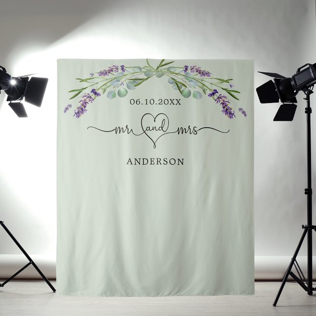 Tapiz Lavender sage green Mr. mrs boda foto (Subido por el creador)