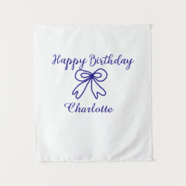 Tapiz Lazo azul CUTIE AÑADE NOMBRE BEBÉ feliz cumpleaños