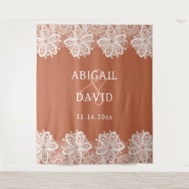 Tapiz Lazo blanco sobre el fondo de Terracota Boda