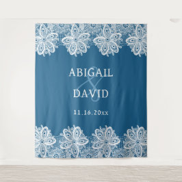 Tapiz Lazo blanco sobre el fondo del Boda azul