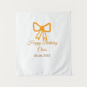 Tapiz Lazo de acuarela naranja amarillo cumpleaños feliz