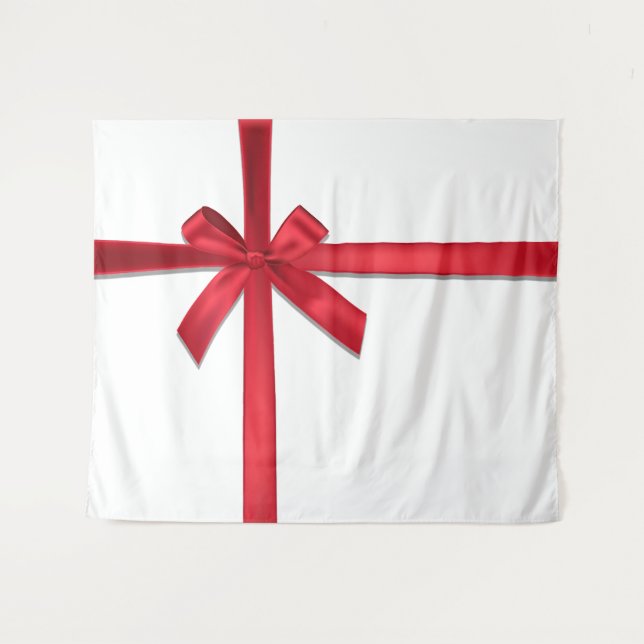 Tapiz Lazo de cinta de satén rojo para fiesta navideña (Anverso (horizontal))