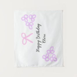 Tapiz Lazo rosa floral púrpura pastel feliz cumpleaños 
