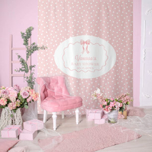 Tapiz Lazo Rosa Lunares Baby Shower Niña Bebé Coqueta