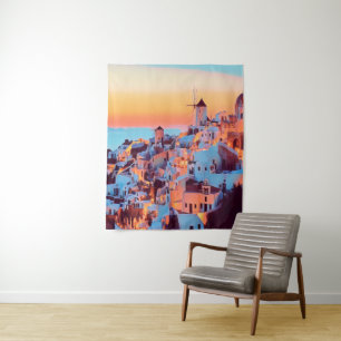 Tapiz ldp SANTORINI - panorama - por la noche -