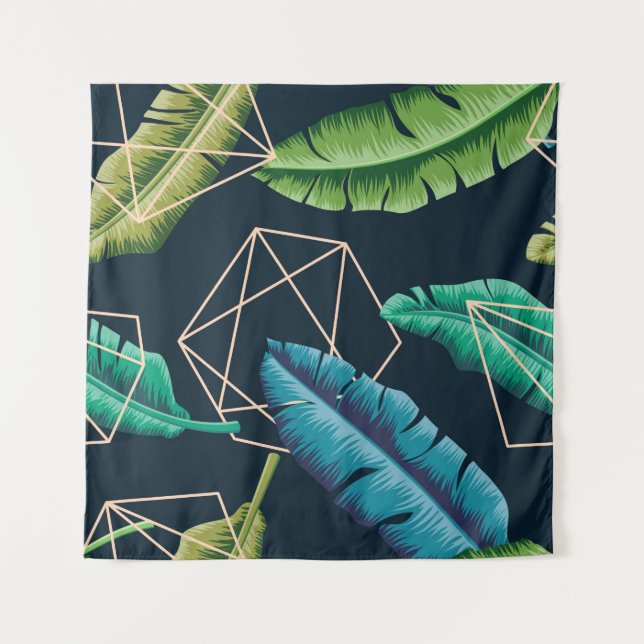 Tapiz Leaves seamless pattern with abstract polygonal li (Anverso)