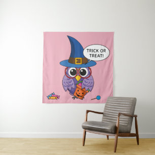 Tapiz Lechuza del asistente del personalizado - Truco o 
