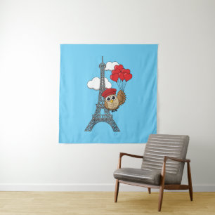 Tapiz Lechuza volando con globos cardíacos en París