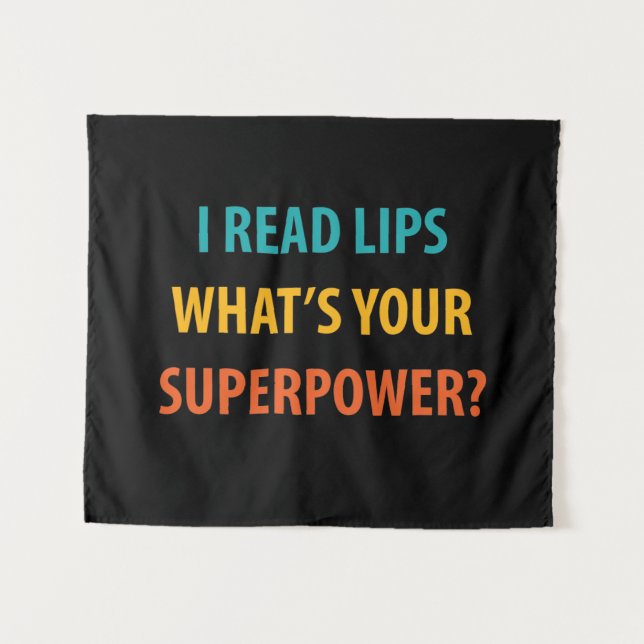 Tapiz Leí labios ¿Cuál es tu sordera de superpoder? (Anverso (horizontal))