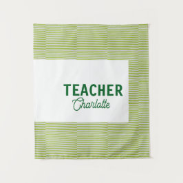 Tapiz Lemon green white stripes teacher professor name c