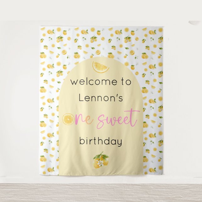 Tapiz Lemon Sweet One Birday Backdrop Tapestry (Anverso)