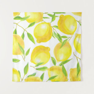 Tapiz Lemones y hojas de acuarela: patrón.