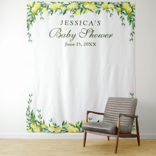 Tapiz Lemons Blossom Baby Shower Photo Booth Fondo