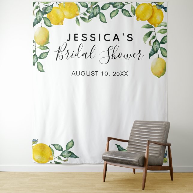 Tapiz Lemons Bridal Shower Backdrop Estuche de fotos (In situ)