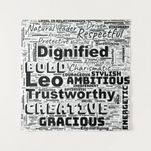 Tapiz Leo Zodiac Word Cloud