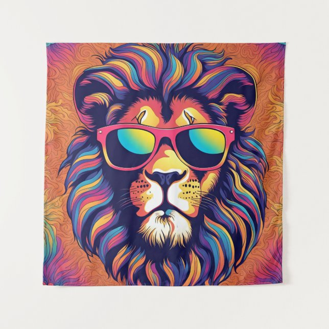 Tapiz León con gafas de sol (Anverso)