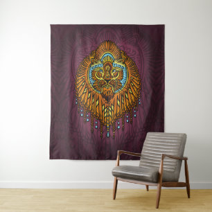 Tapiz León de espíritu real Ornate Tribal Mandala Roar
