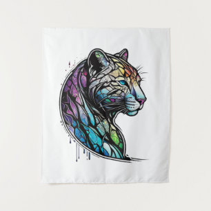 Tapiz Leopard Animal Portrait Stained Glass Willife Art