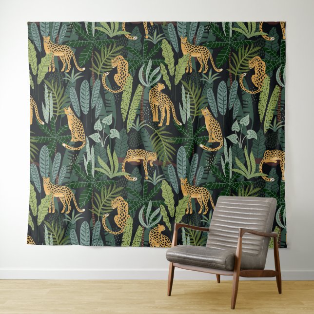 Tapiz Leopard Jungle Forest Illustration Seamless Custom (In situ (horizontal))
