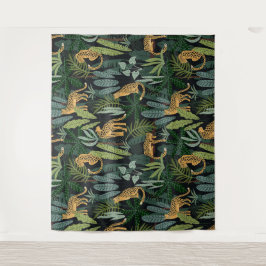 Tapiz Leopard Jungle Forest Illustration Seamless Custom