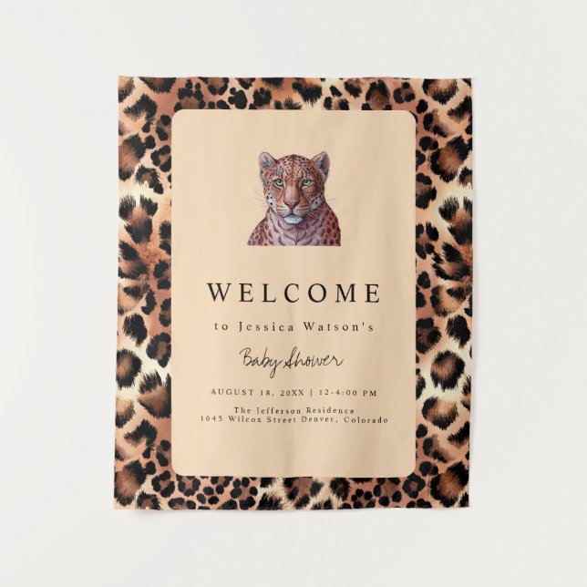 Tapiz Leopard Luxury Lion Tiger Wool Pattern Baby Shower (Anverso)