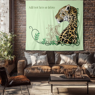 Tapiz Leopard Wild Cat Green Henna