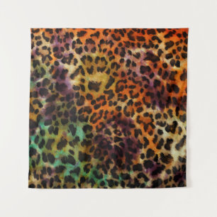 Tapiz Leopardo colorido: Textura abstracta de época