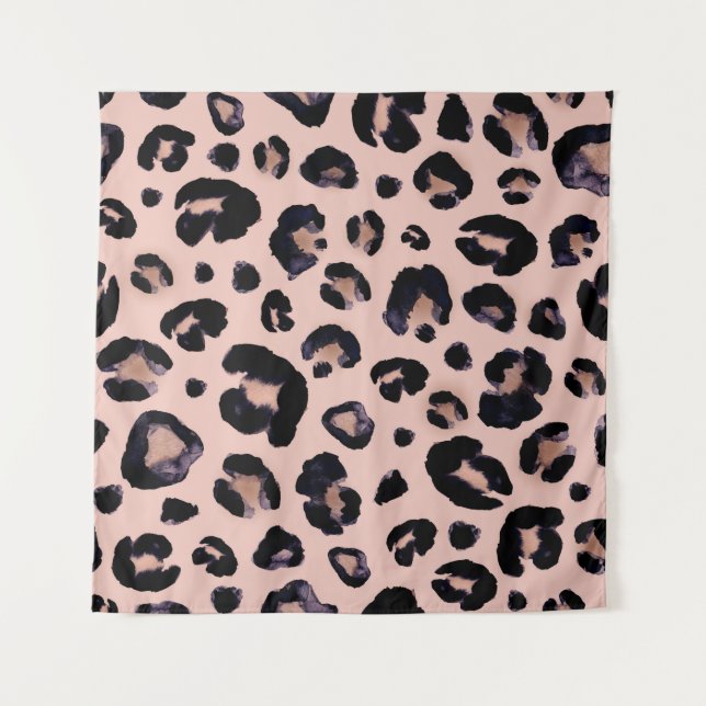 Tapiz Leopardo de la nieve, textura dibujada a mano. (Anverso)